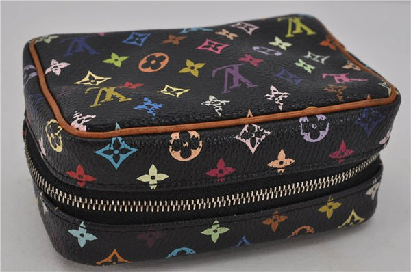 Auth Louis Vuitton Monogram Multicolor Trousse Wapiti Pouch M58034 Black 1411F
