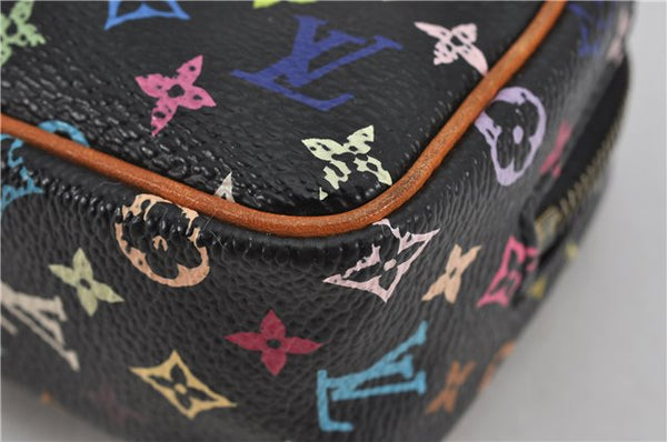 Auth Louis Vuitton Monogram Multicolor Trousse Wapiti Pouch M58034 Black 1411F