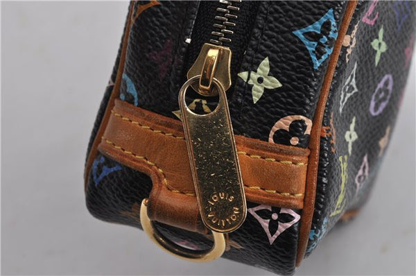 Auth Louis Vuitton Monogram Multicolor Trousse Wapiti Pouch M58034 Black 1411F