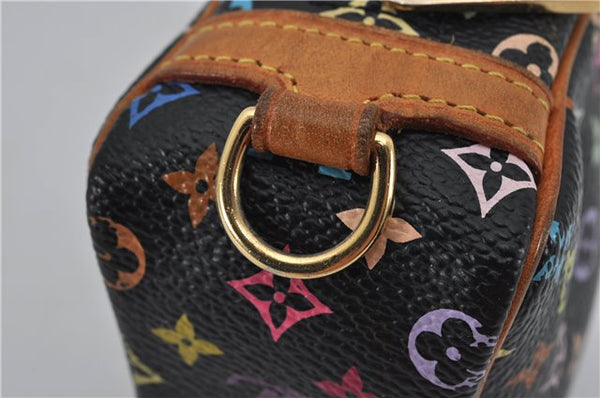 Auth Louis Vuitton Monogram Multicolor Trousse Wapiti Pouch M58034 Black 1411F