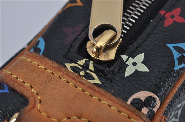 Auth Louis Vuitton Monogram Multicolor Trousse Wapiti Pouch M58034 Black 1411F