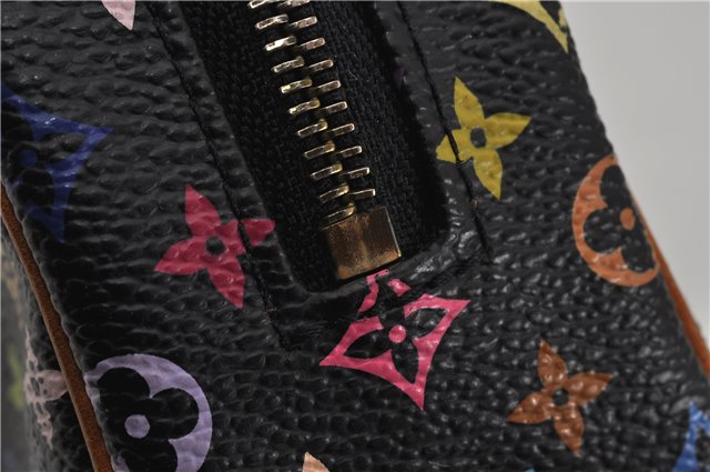 Auth Louis Vuitton Monogram Multicolor Trousse Wapiti Pouch M58034 Black 1411F