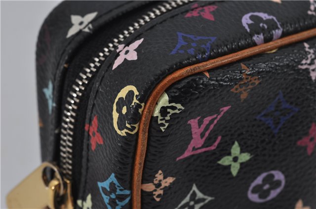 Auth Louis Vuitton Monogram Multicolor Trousse Wapiti Pouch M58034 Black 1411F