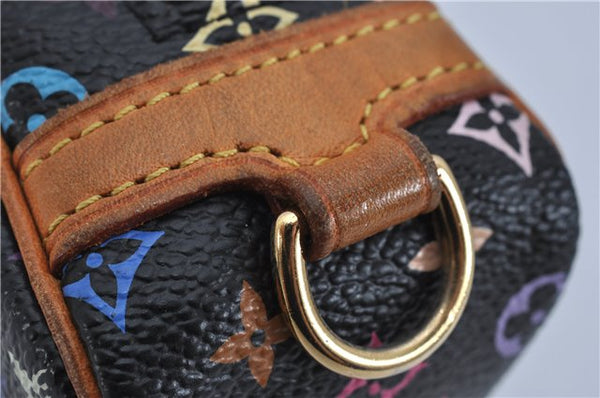 Auth Louis Vuitton Monogram Multicolor Trousse Wapiti Pouch M58034 Black 1411F
