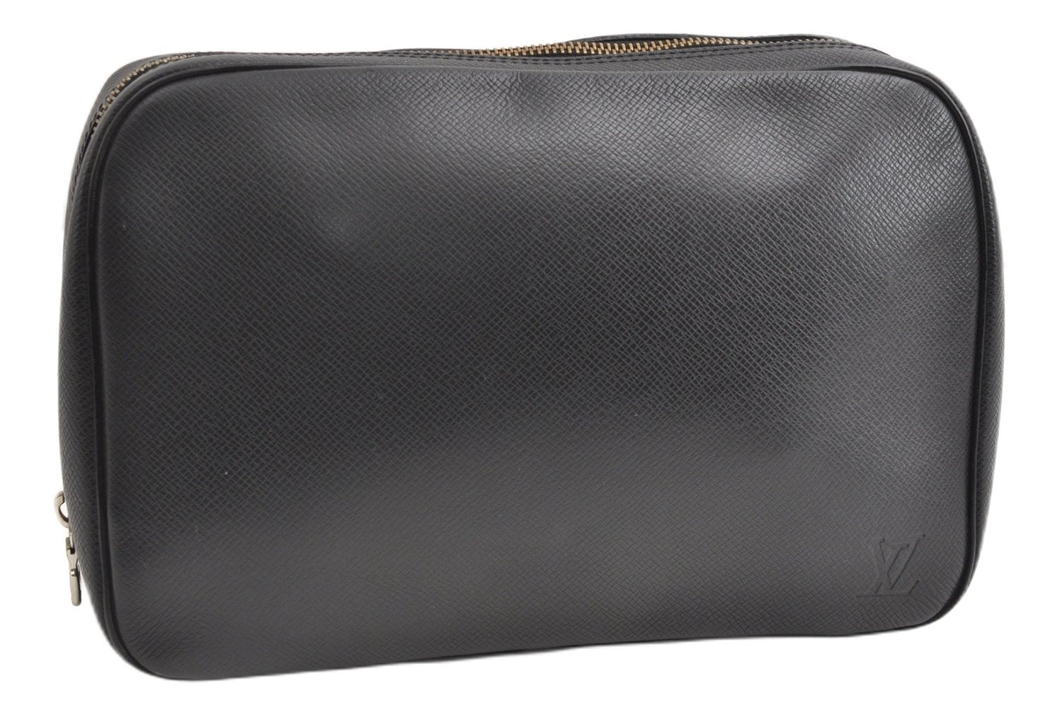 Auth Louis Vuitton Taiga Trousse Toilette GM Clutch Bag Black M30212 LV 1411G