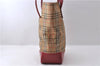 Authentic BURBERRY Nova Check Canvas Leather Shoulder Tote Bag Beige Red 1412D
