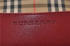 Authentic BURBERRY Nova Check Canvas Leather Shoulder Tote Bag Beige Red 1412D