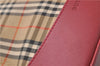 Authentic BURBERRY Nova Check Canvas Leather Shoulder Tote Bag Beige Red 1412D