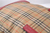 Authentic BURBERRY Nova Check Canvas Leather Shoulder Tote Bag Beige Red 1412D