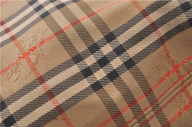 Authentic BURBERRY Nova Check Canvas Leather Shoulder Tote Bag Beige Red 1412D
