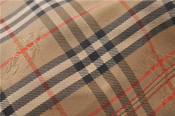 Authentic BURBERRY Nova Check Canvas Leather Shoulder Tote Bag Beige Red 1412D