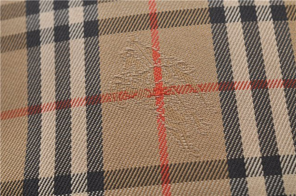 Authentic BURBERRY Nova Check Canvas Leather Shoulder Tote Bag Beige Red 1412D