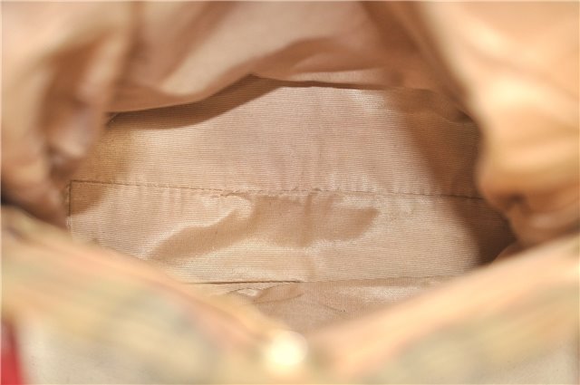 Authentic BURBERRY Nova Check Canvas Leather Shoulder Tote Bag Beige Red 1412D