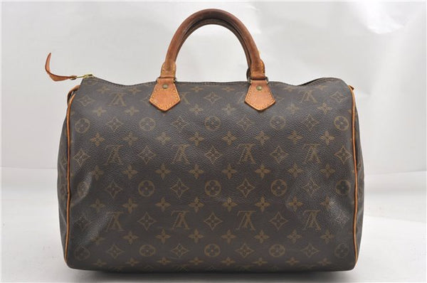 Authentic Louis Vuitton Monogram Speedy 35 Hand Boston Bag M41524 LV 1412G