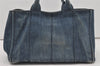 Authentic PRADA Vintage DENIM Canapa M 2Way Shoulder Hand Bag B2642B Blue 1412I