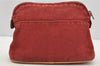 Authentic HERMES Bolide PM Pouch Purse Canvas Leather Red 1413I