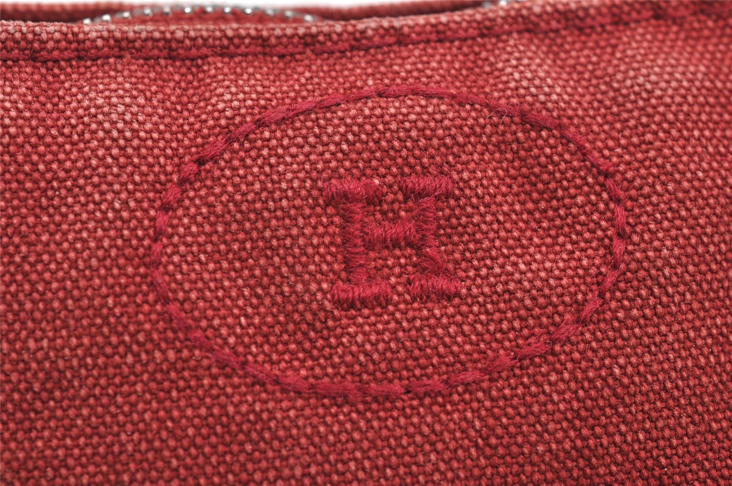 Authentic HERMES Bolide PM Pouch Purse Canvas Leather Red 1413I