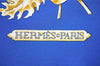 Authentic HERMES Carre 90 Scarf "HONI SOIT QUI MAL Y PENSE" Silk Blue 1415I