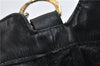 Authentic GUCCI Bamboo 2Way Shoulder Hand Cross Body Bag Leather Black 1416D