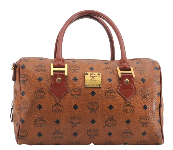Authentic MCM Visetos Leather Vintage 2Way Shoulder Hand Bag Purse Brown 1416E
