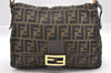 Authentic FENDI Zucca Mamma Baguette Shoulder Bag Canvas Leather Brown 1416I