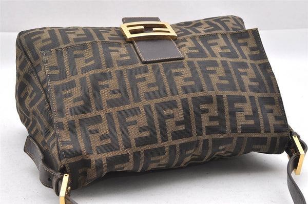 Authentic FENDI Zucca Mamma Baguette Shoulder Bag Canvas Leather Brown 1416I