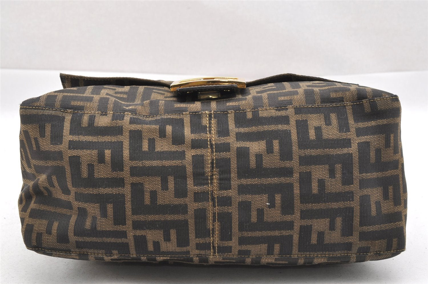 Authentic FENDI Zucca Mamma Baguette Shoulder Bag Canvas Leather Brown 1416I