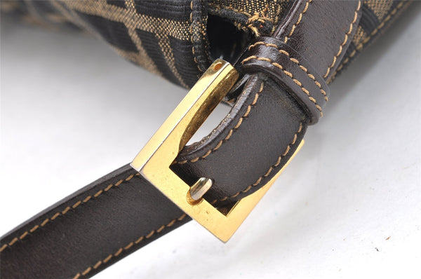 Authentic FENDI Zucca Mamma Baguette Shoulder Bag Canvas Leather Brown 1416I