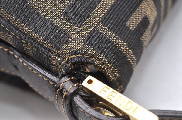 Authentic FENDI Zucca Mamma Baguette Shoulder Bag Canvas Leather Brown 1416I
