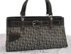 Authentic Christian Dior Trotter Hand Bag Canvas Leather Navy Blue 1417I