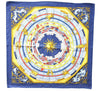 Auth HERMES Petit Carre 40 Scarf Handkerchief "DIES ET HORE" Silk Blue Box 1418D