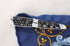 Auth HERMES Petit Carre 40 Scarf Handkerchief "DIES ET HORE" Silk Blue Box 1418D