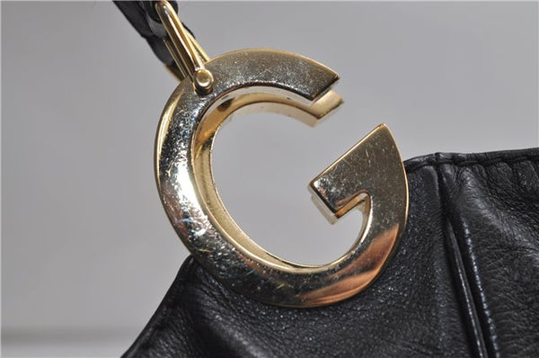 Auth GUCCI Guccissima Charlotte Shoulder Tote Bag Leather 203504 Black 1418E