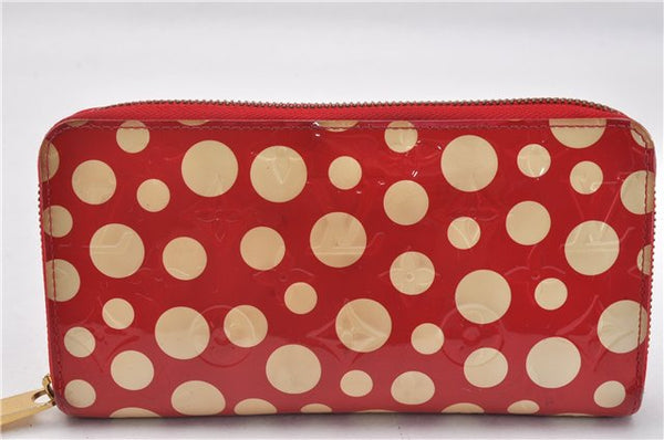 Authentic Louis Vuitton Dots Infinity Zippy Wallet Yayoi Kusama M91572 Red 1418F