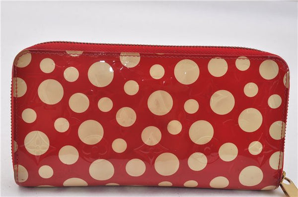 Authentic Louis Vuitton Dots Infinity Zippy Wallet Yayoi Kusama M91572 Red 1418F