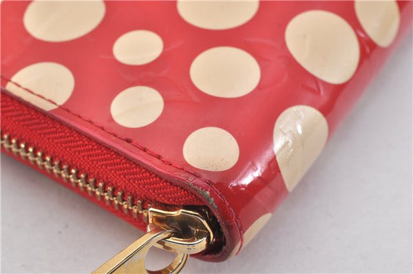 Authentic Louis Vuitton Dots Infinity Zippy Wallet Yayoi Kusama M91572 Red 1418F