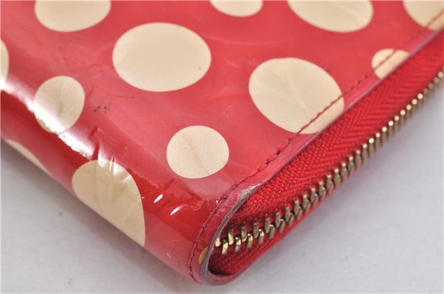 Authentic Louis Vuitton Dots Infinity Zippy Wallet Yayoi Kusama M91572 Red 1418F