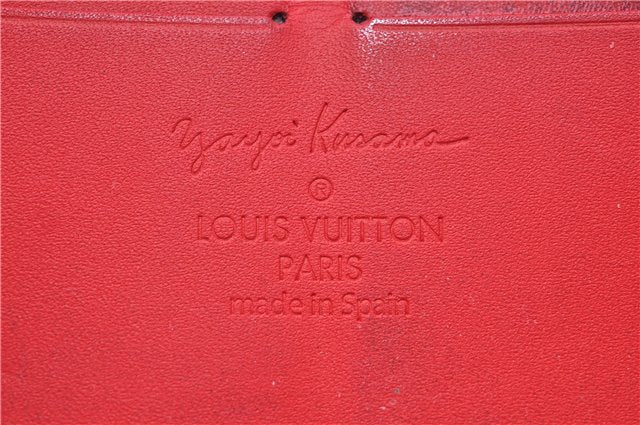 Authentic Louis Vuitton Dots Infinity Zippy Wallet Yayoi Kusama M91572 Red 1418F