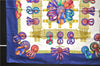Authentic HERMES Carre 90 Scarf "LES RUBANS DU CHEVAL" Silk Navy 1419D