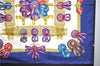 Authentic HERMES Carre 90 Scarf "LES RUBANS DU CHEVAL" Silk Navy 1419D