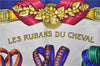 Authentic HERMES Carre 90 Scarf "LES RUBANS DU CHEVAL" Silk Navy 1419D
