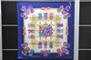 Authentic HERMES Carre 90 Scarf "LES RUBANS DU CHEVAL" Silk Navy 1419D