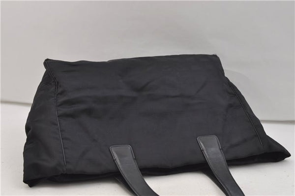 Authentic CHANEL New Travel Line Shoulder Tote Bag Nylon Leather Black 1419E
