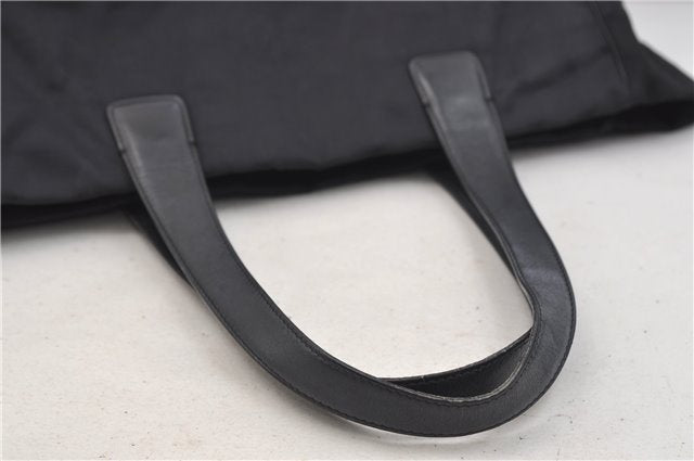 Authentic CHANEL New Travel Line Shoulder Tote Bag Nylon Leather Black 1419E
