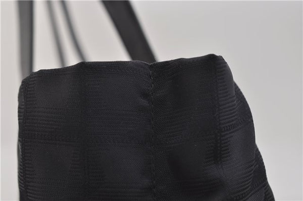 Authentic CHANEL New Travel Line Shoulder Tote Bag Nylon Leather Black 1419E