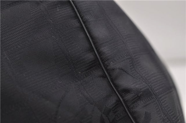 Authentic CHANEL New Travel Line Shoulder Tote Bag Nylon Leather Black 1419E