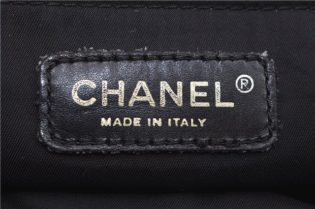 Authentic CHANEL New Travel Line Shoulder Tote Bag Nylon Leather Black 1419E