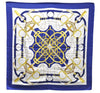 Authentic HERMES Carre 90 Scarf "Eperon d'or" Silk Blue 1420D