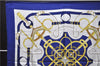 Authentic HERMES Carre 90 Scarf "Eperon d'or" Silk Blue 1420D