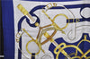 Authentic HERMES Carre 90 Scarf "Eperon d'or" Silk Blue 1420D